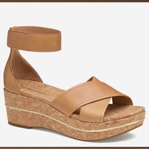 NWT Johnston and Murphy tan calfskin Gigi Cross-Band Sandal